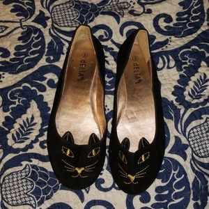 Velvet cat flats